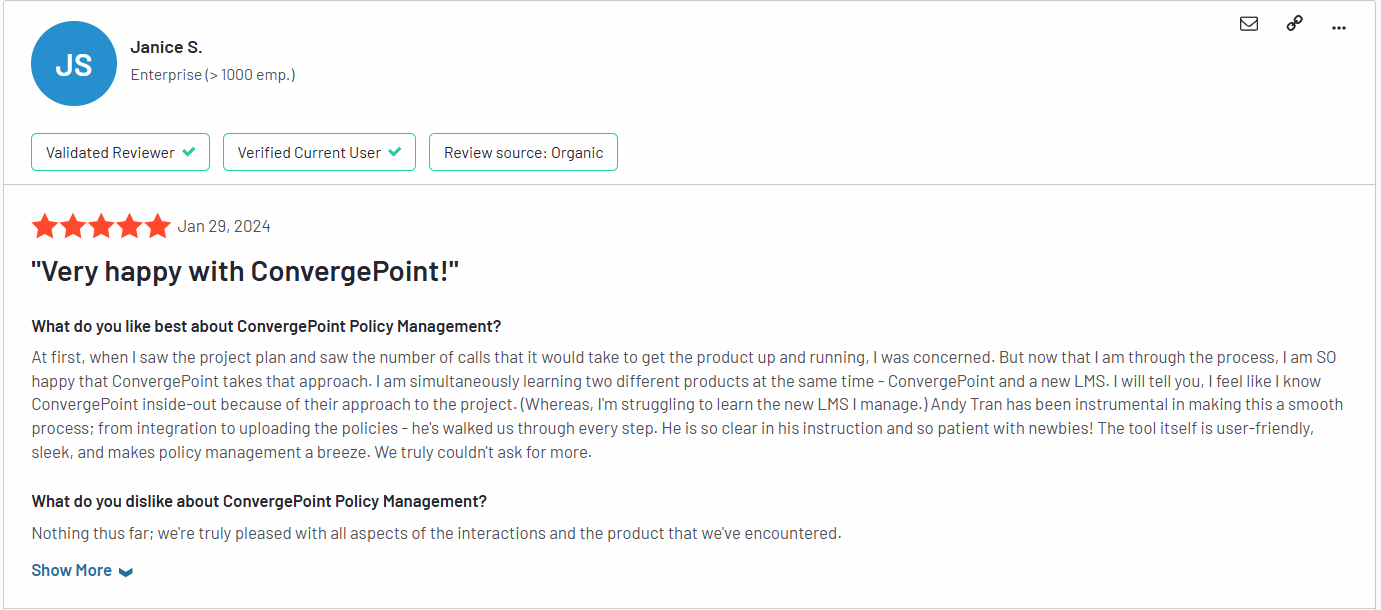 ConvergePoint Policy Management G2 Reviews 2024_ Janice