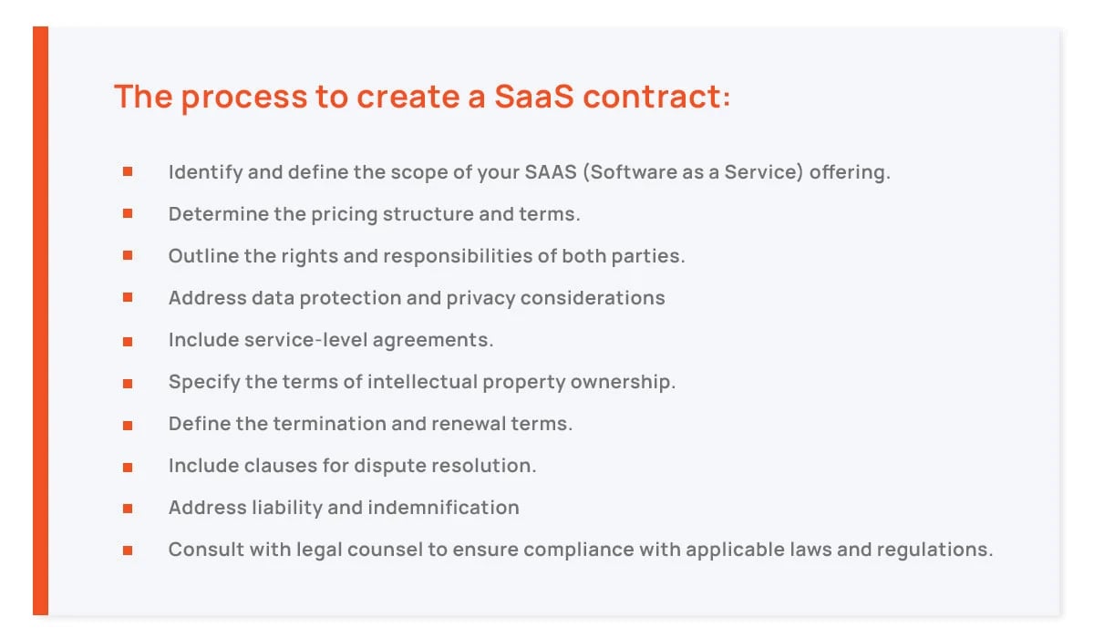 The process to create a SaaS contract